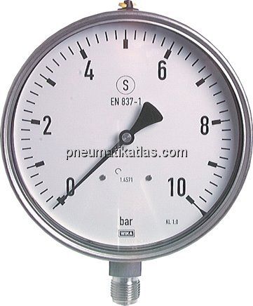 Sicherheits-Manometer senkrecht, 160mm, 0 - 1 bar