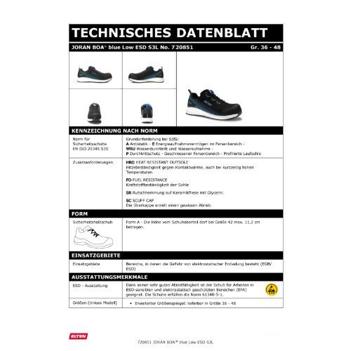 ELTEN JORAN BOA® S3L Sicherheitshalbschuh ESD, Schwarz, Gr. 40