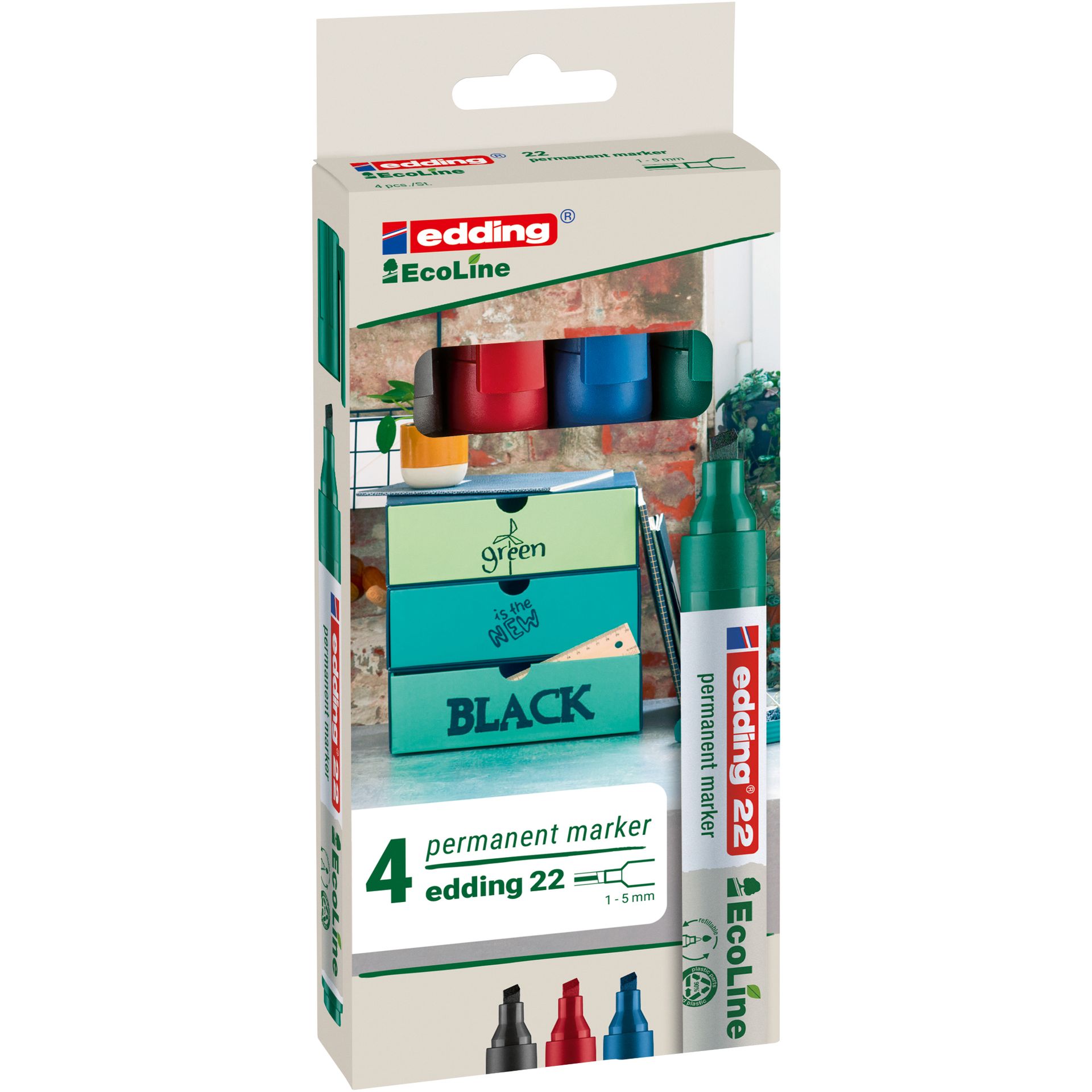 Permanentmarker 22 EcoLine  sort 4St