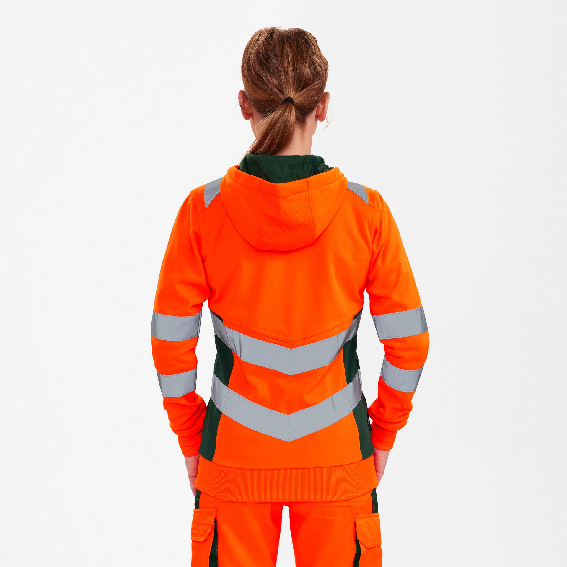 Safety Damen Sweatcardigan Orange/Grün, Gr. L