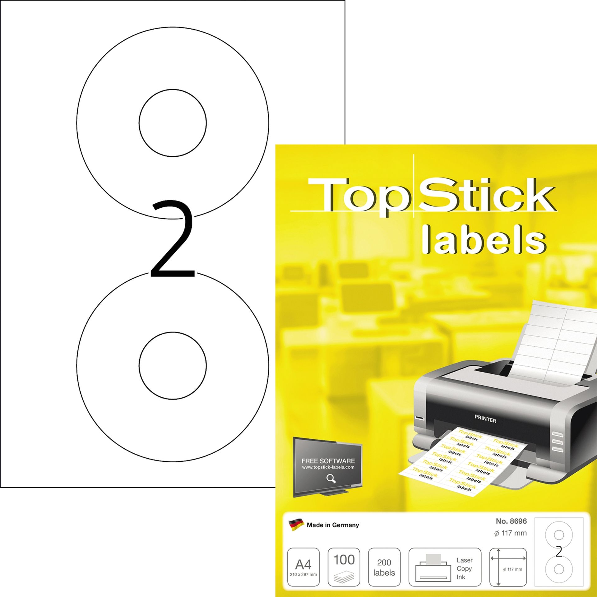 CD-Etikett TopStick  117mm ws 200St