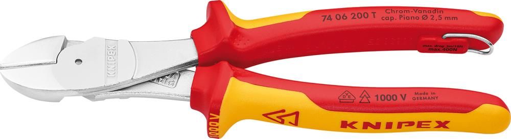 Kraft-Seitenschneider VDETT mit Mehrkomponenten-Griffen 200mm KNIPEX