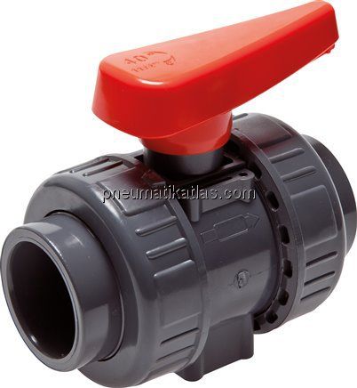 Klebemuffen-Kugelhahn, PVC-U / EPDM, 16mm (Industrieausf.)