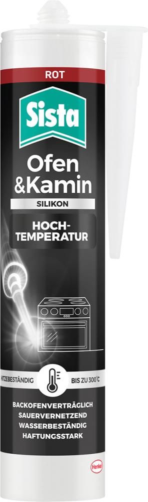 Sista Ofen+Kamin Silikon Profi Qualität 280 ml rot
