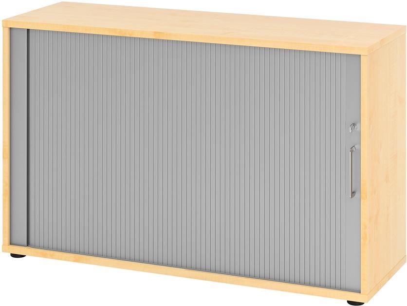 Rolladenschrank 2 Ordnerhöhen 1200x400x748 Ahorn/Silber