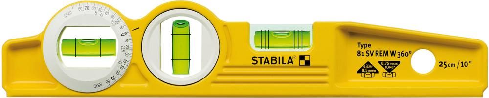 STABILA Wasserwaage Type 81 SV REM W360 Torpedo, 25 cm