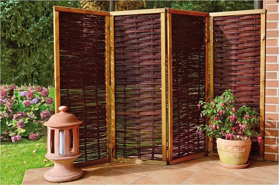 PAULINA Paravent 240x160cm (4x60x160cm) 4-teilig mit Scharnieren aus Weide
