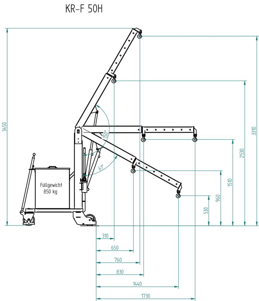 Werkstattkran freitragend Traglast 500kg RAL 5002