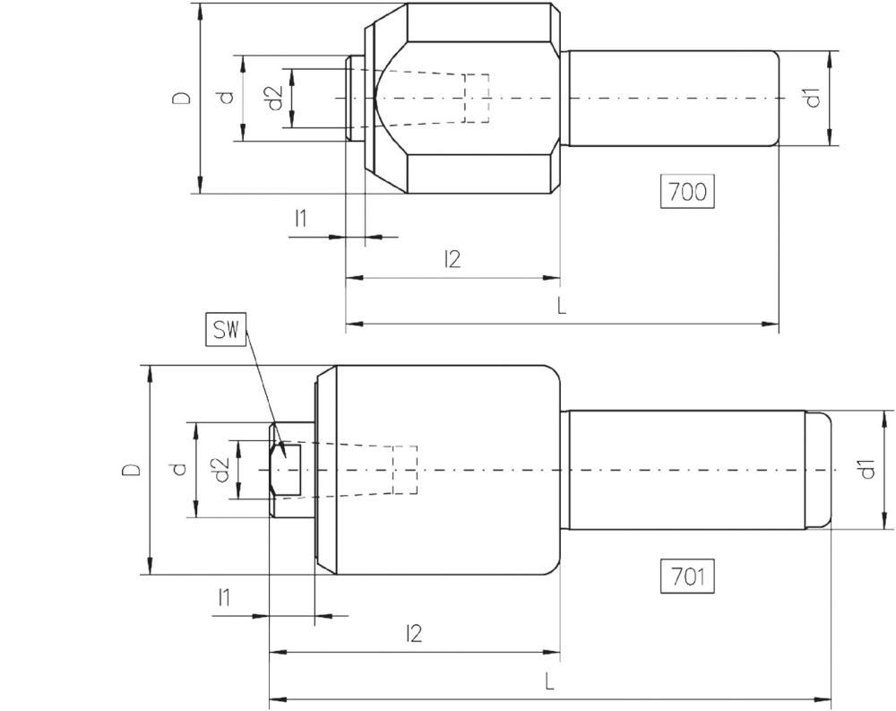 Drehbankspitze mitlaufend700 D20 Körner gefedert zylindrisch 20mm CONZELLA
