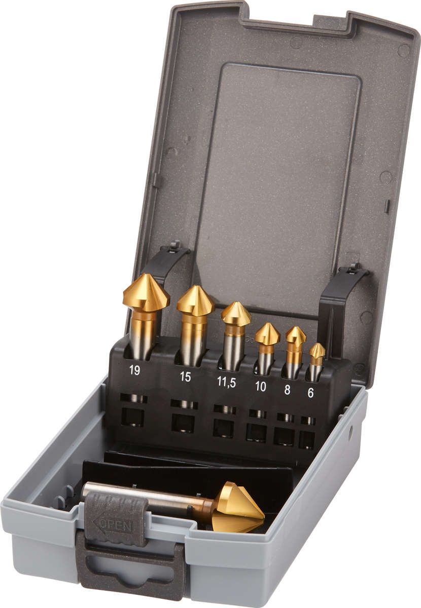 Kegelsenker-Satz D335C HSS 90G 6,0-25 mm 7-tlg.FORTIS, TiN-beschichtet