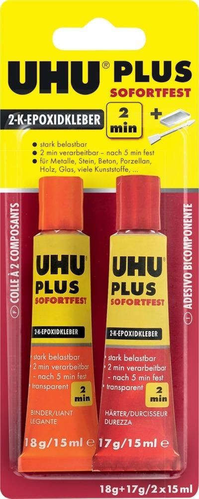 2-KomponentenepoxidkleberPLUS SOFORTFEST SB-Karte mit Tuben Binder18g Härter 17g UHU