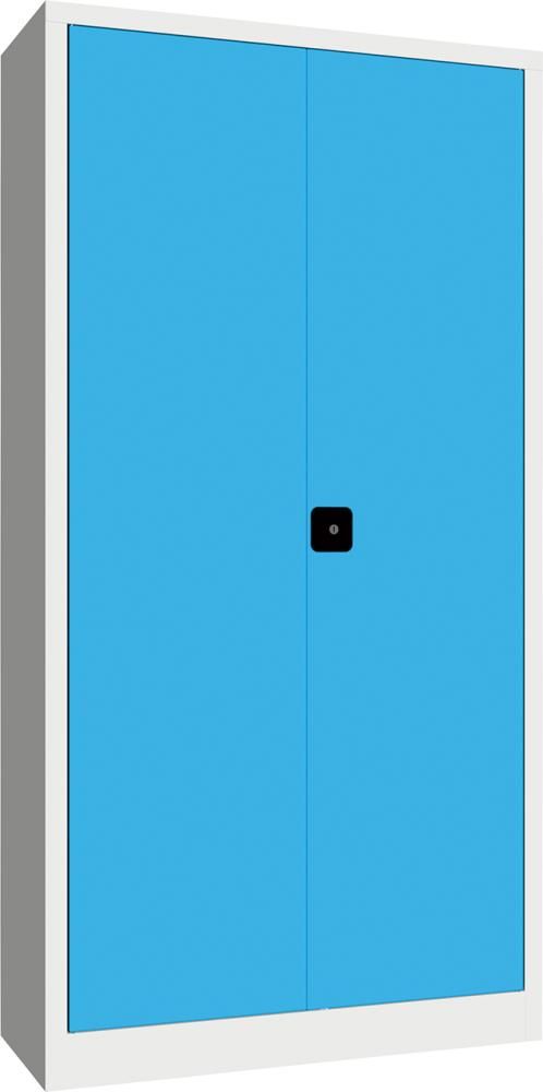 PAVOY Flügeltürenschrank mit Vollblechtüren 4 Ein-legeb. verz. RAL7035/RAL-5012 B1000xT600xH1950mm