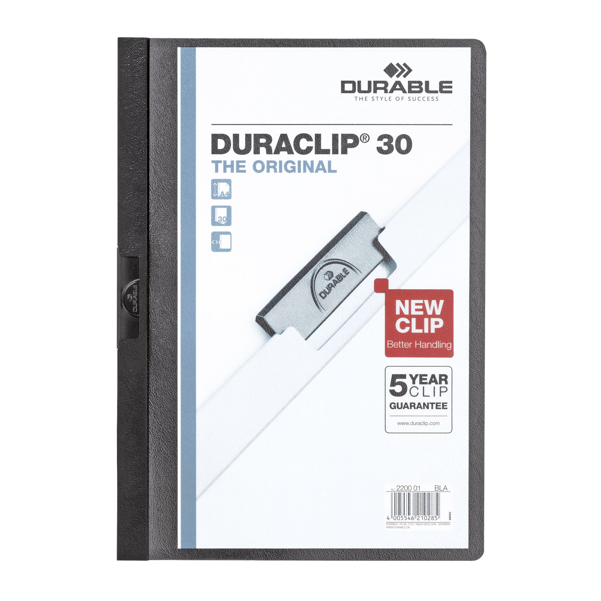 Klemmmappe DURACLIP 30 DIN A4 Hartfolie schwarz
