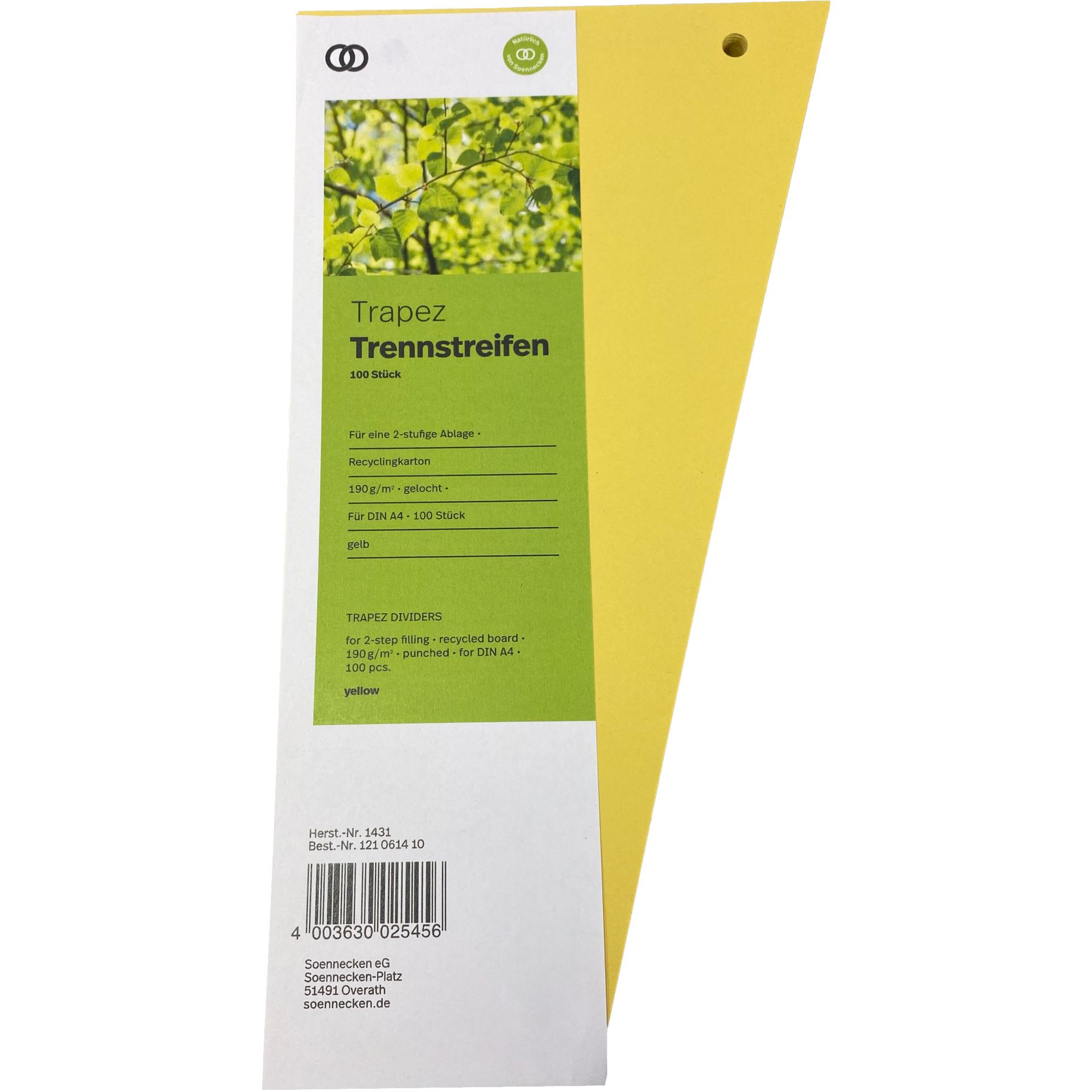 Trennstreifen oeco 12,5/6,5x24cm gelb 100St.