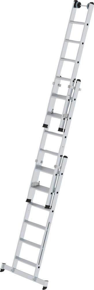 Alu-Mehrzweckleiter 3x6 Stufen Leiterlänge 1,96m eingef.Arbeitshöhe bis 5,20 m