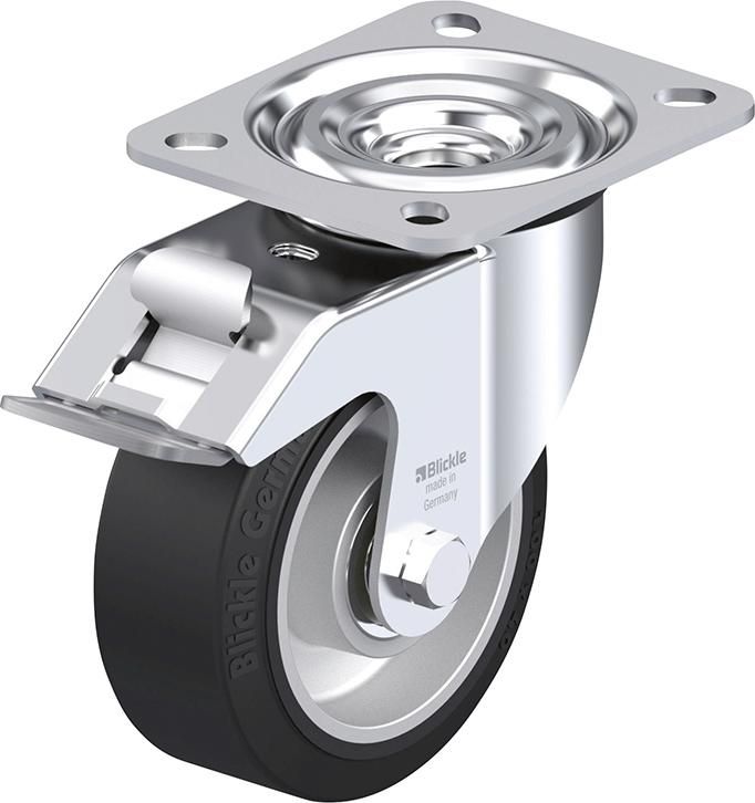 Lenkrolle m. Feststeller Rad-D100mm Gummi L-ALEV 100K-FI
