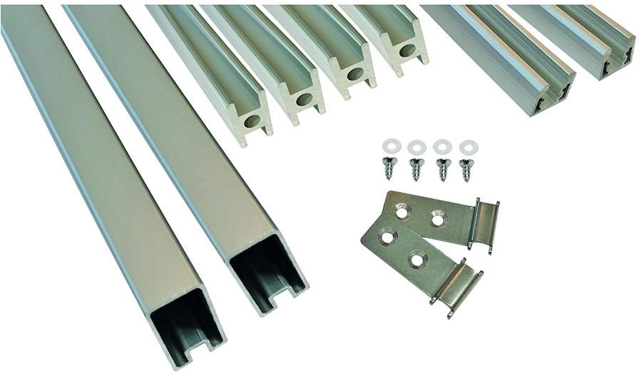 Alu-Steckzaunpfosten SILBER, 68 x 68 x 2700 mminkl. Abstandhalter, Schienen + Kappen