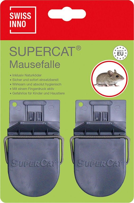 Mausefalle SuperCat 2er Set inkl. Köder Display, Inhalt 40 Stück Swissinno Solution