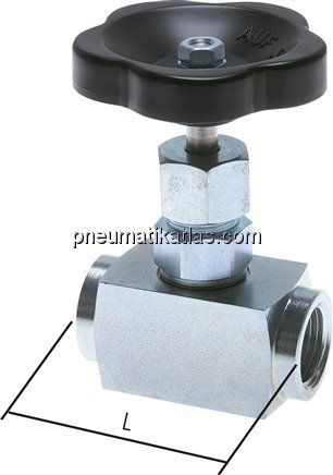Nadel-Absperrventil, Stahl verzinkt, G 1/8", 0 bis 400bar