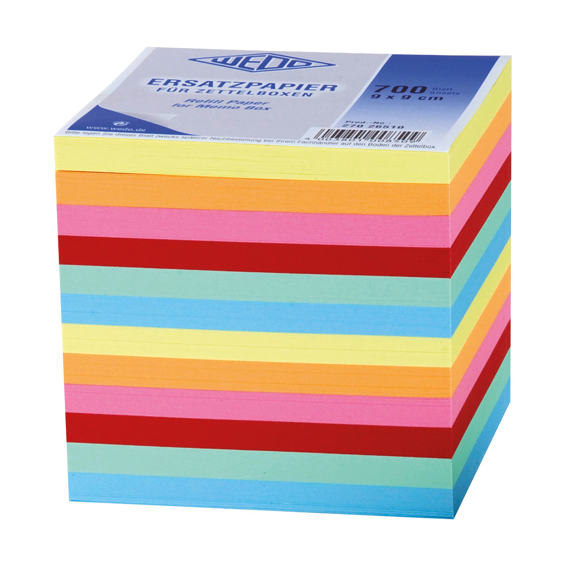 Zettelboxeinlage 9x9cm 7farbig 700 Bl./Pack.