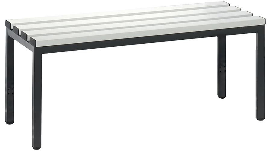 Sitzbank mit 4 Füßen B1000xT353xH420 mm RAL 7021/Kst.-Leisten ohne Schurost CP