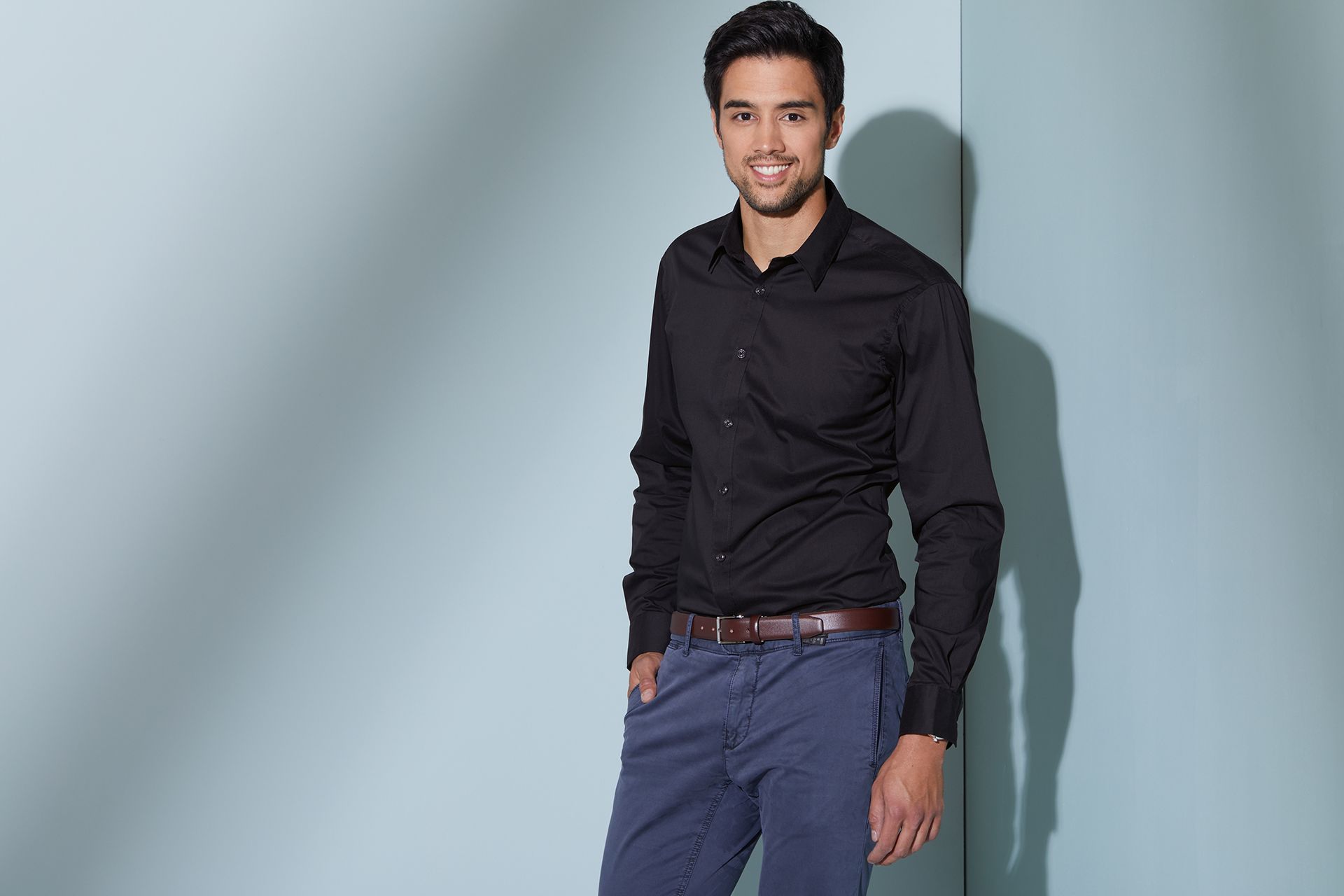 James & Nicholson JN193 Herren-Hemd, Braun, Gr. L