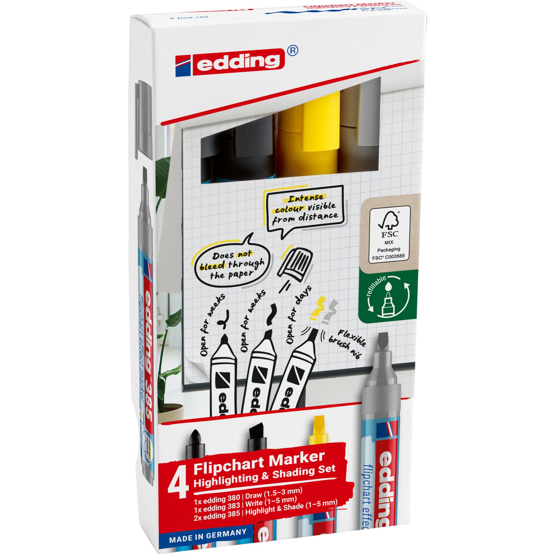 Flipchartmarker Set sort 4St