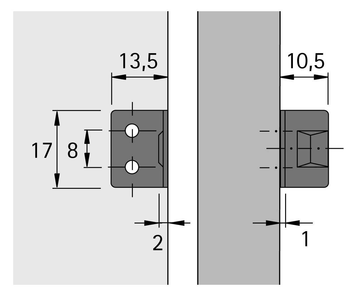 HETTICH Set Zylinderschubstangenschloss Z23