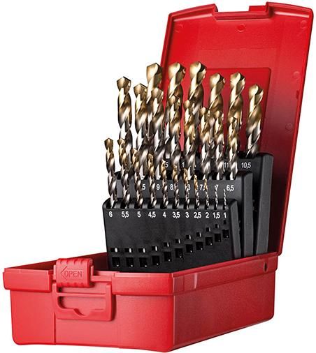 DORMER Spiralbohrer-Satz A002 Box 118° N 4xD 25-teilig TiN-Tip A0952040,5mm-steigend 1-13mm