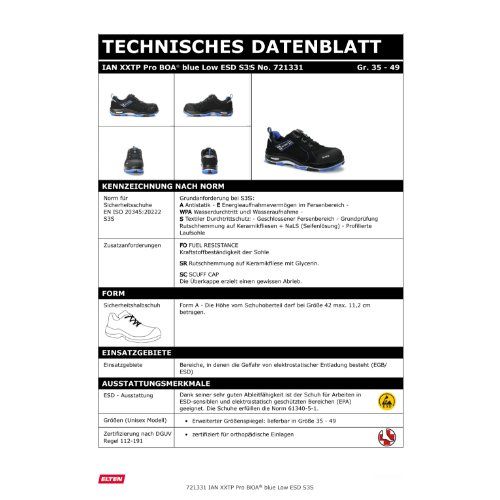 ELTEN IAN XXTP Pro BOA Sicherheitshalbschuh S3S ESD, Schwarz, Gr. 37