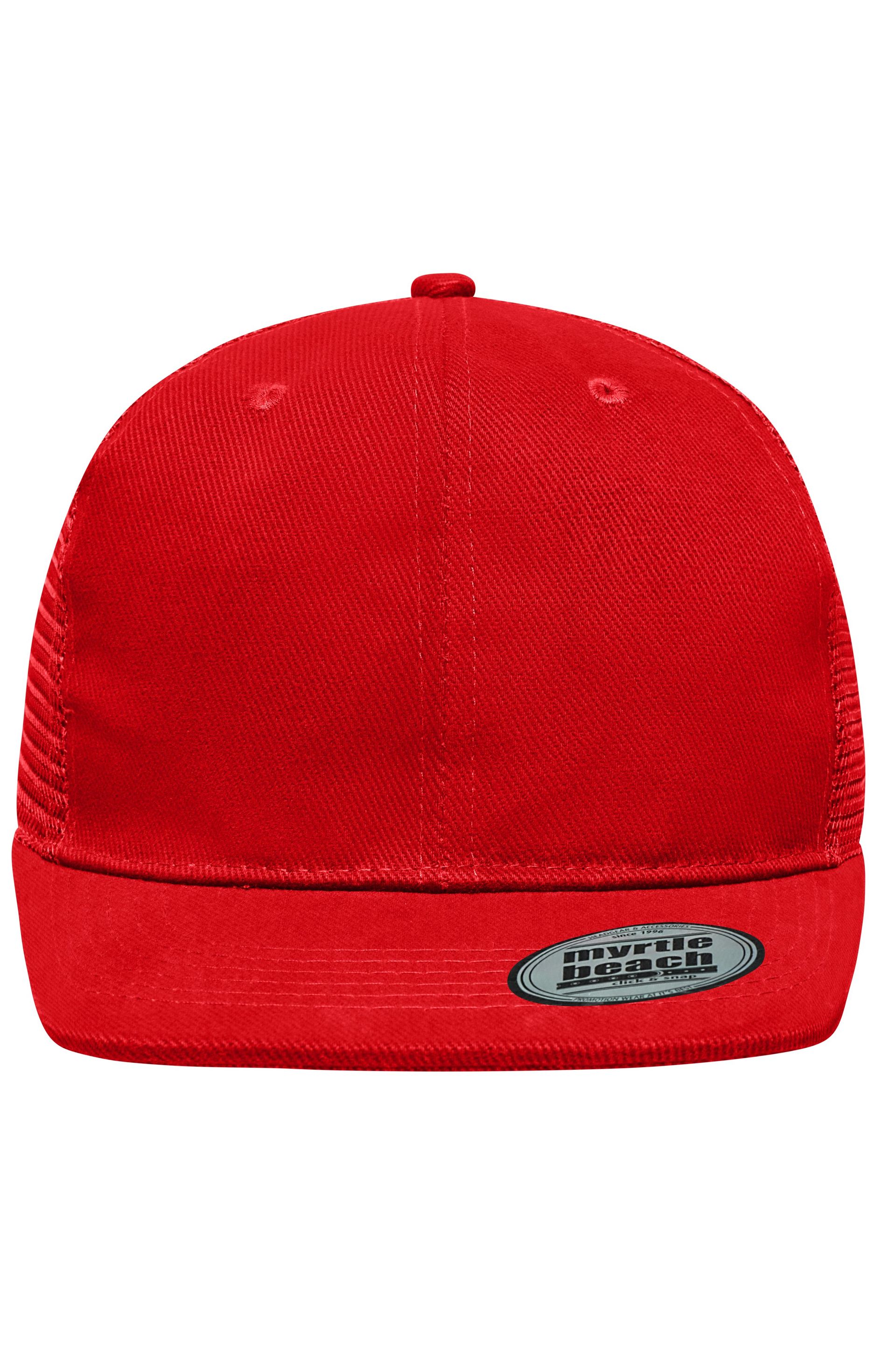 6 Panel Mesh Cap mit flachem Schild