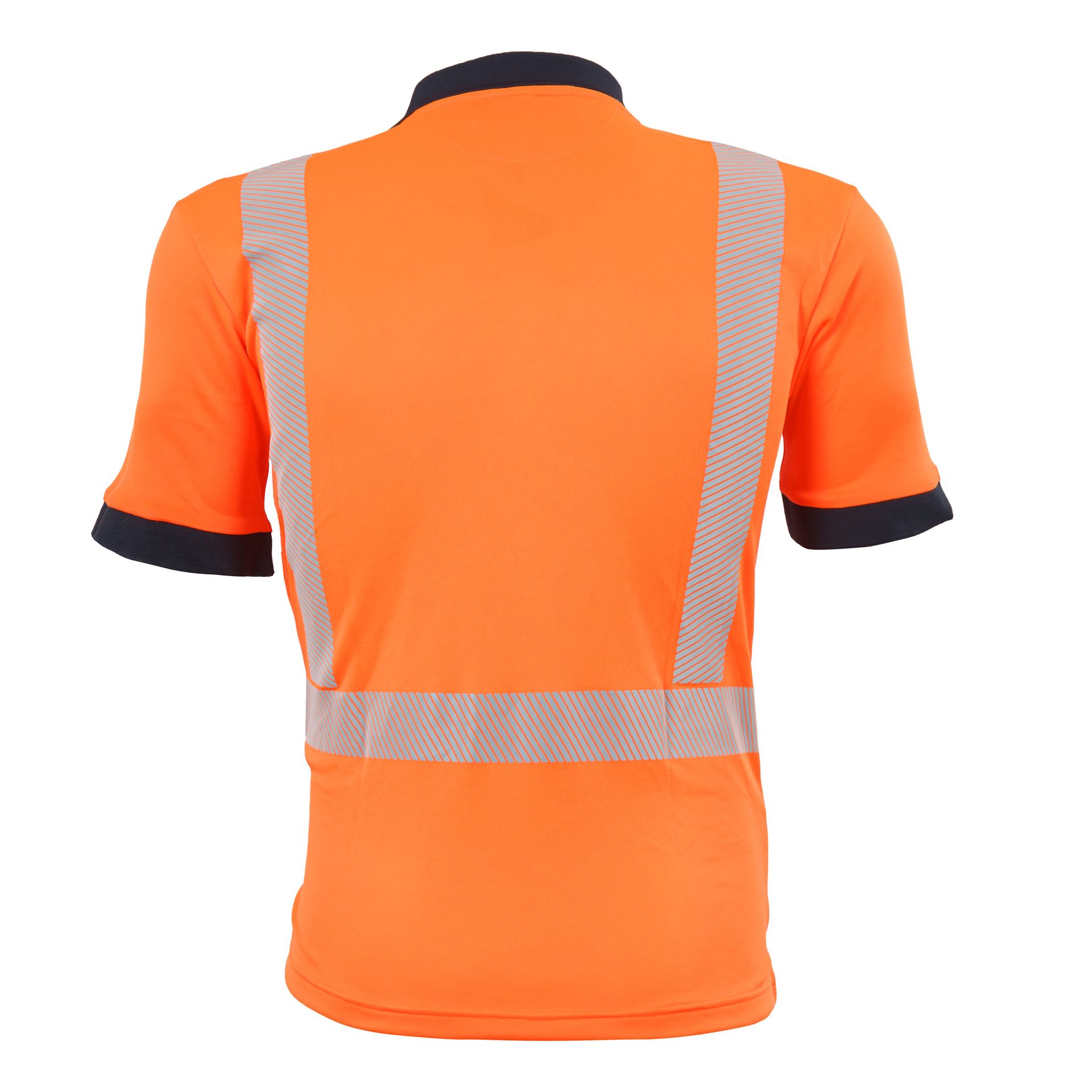 Qualitex Lyocell Poloshirt "Allround Warnschutz" Allround Warnschutz, warnorange/marine, Gr. S