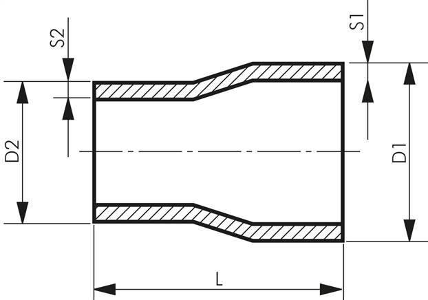 Reduzierstück 21,3x2,0mm - 17,2x1,6mm, 1.4571 geschweißt