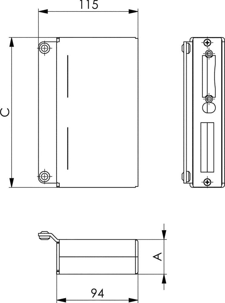 Gegenkasten 144ET-30, 30x173mm, Stahl blank