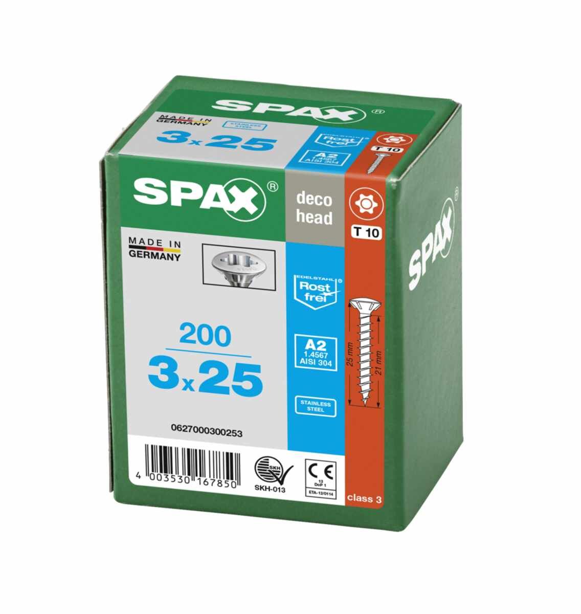 Spax Schr. Liko Torx/A2 3,0X25 Vpe200