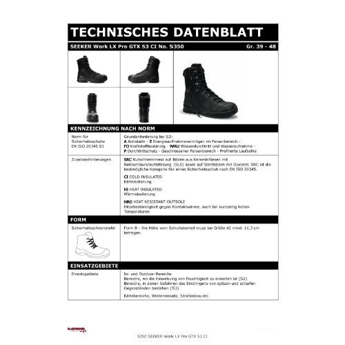 Lowa SEEKER Work LX Pro Sicherheitsstiefel High S3, Schwarz, Gr. 43