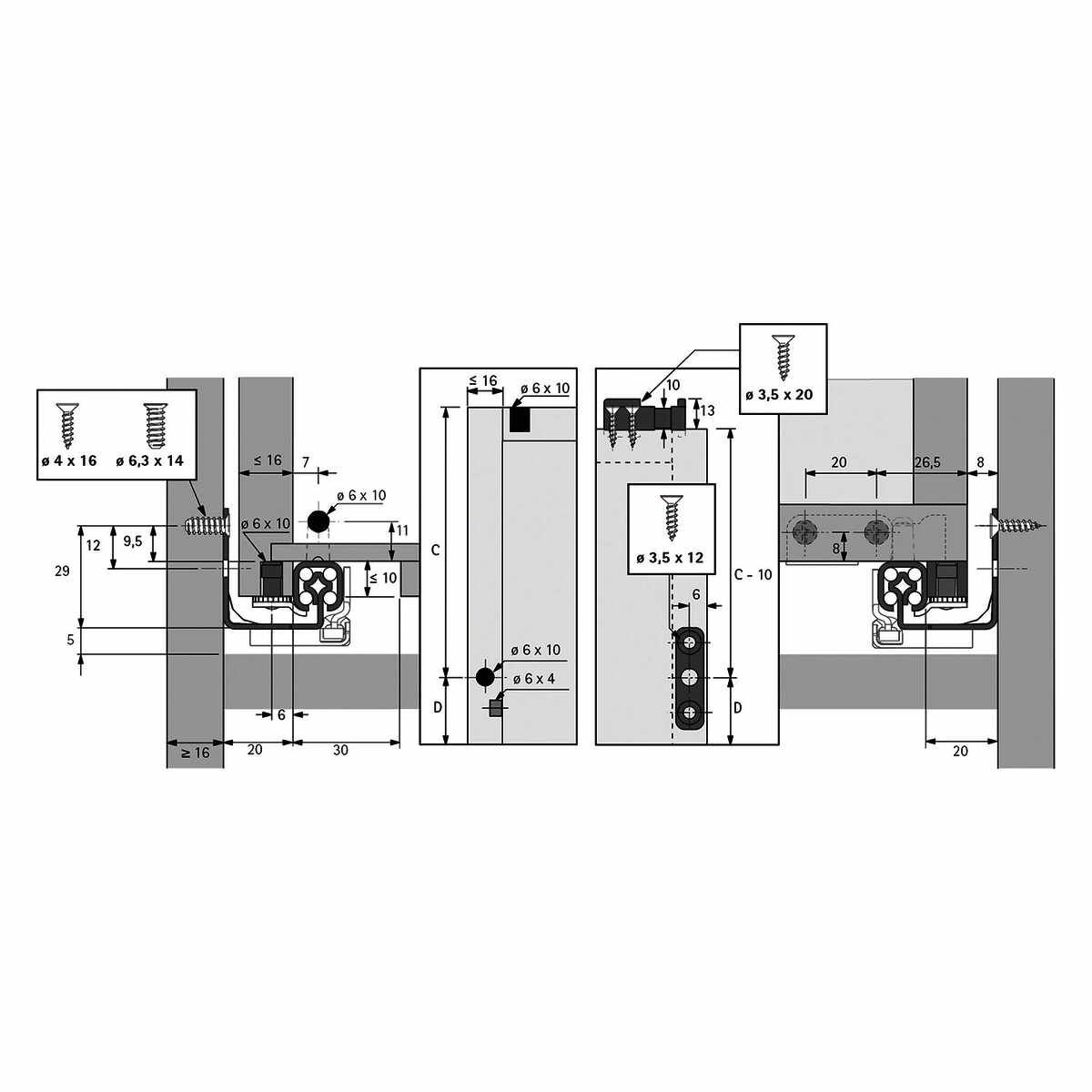 Quadro 25 mit Silent System, 250 mm, links und rec