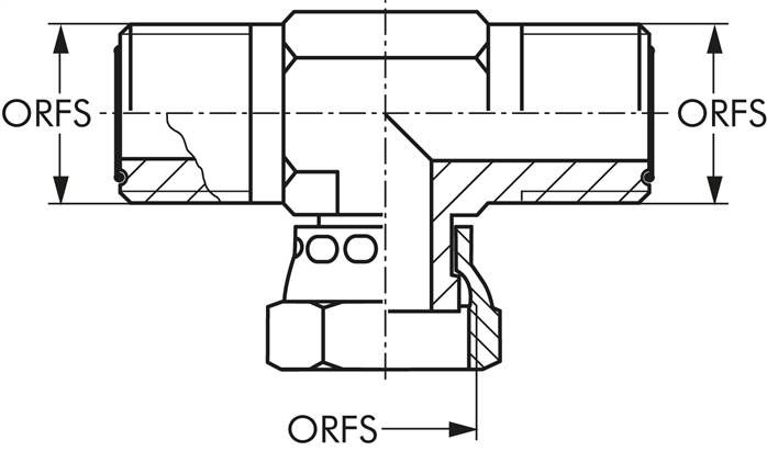 ORFS-T-Verschraubung UNF 9/16"-18(AG/IG/AG)