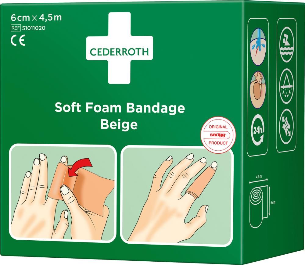 Schaumbandage, beige, 6cm x 4,5m