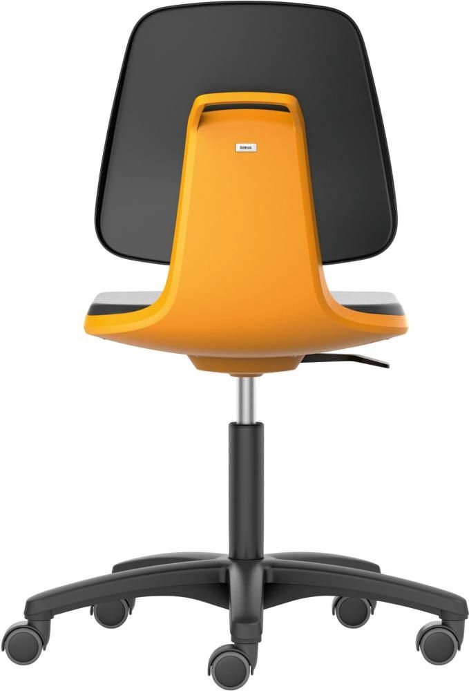 Bimos Arbeitsstuhl Labsit 2, PU orange Sitzhöhe 450-650 mm mit Rollen