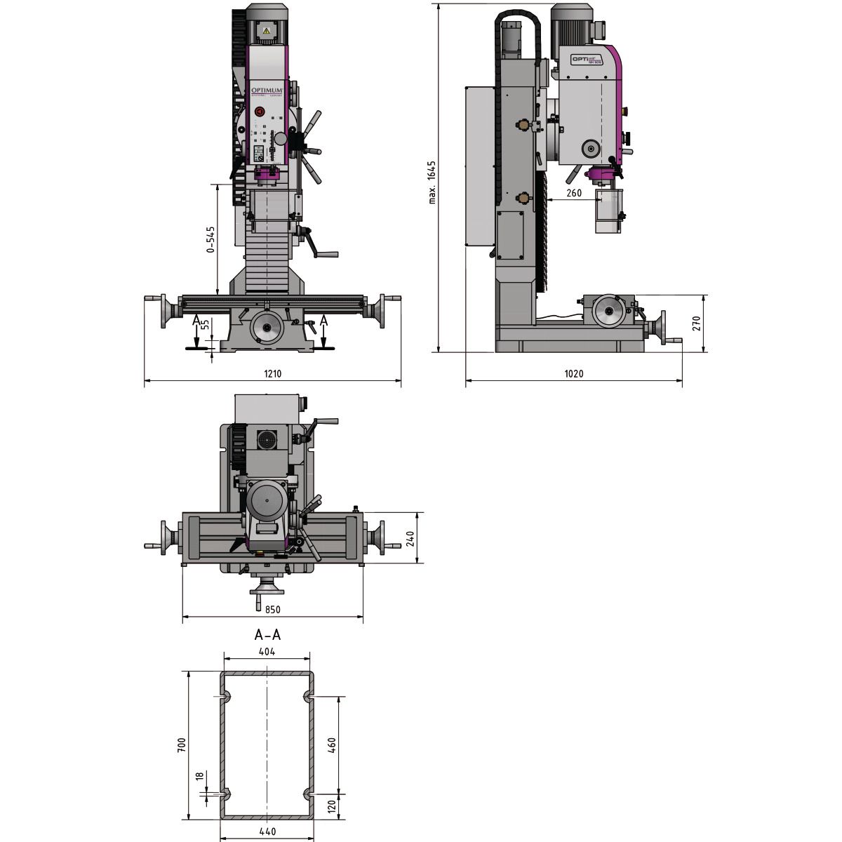 Bohr-Fräsmaschine Optimum OPTImill MH 50G