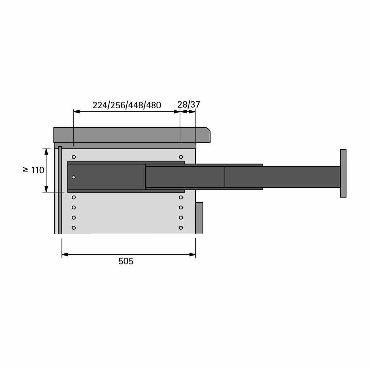 BÜGELBRETT-AUSZ. 360-468MM
