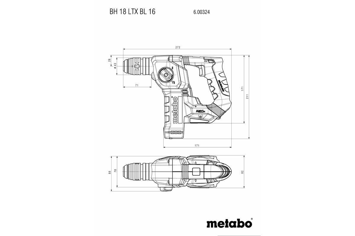 Akku Bohrhammer solo BH 18 BL 16 Metabo ohne Akku ohne Ladegerät Metabox