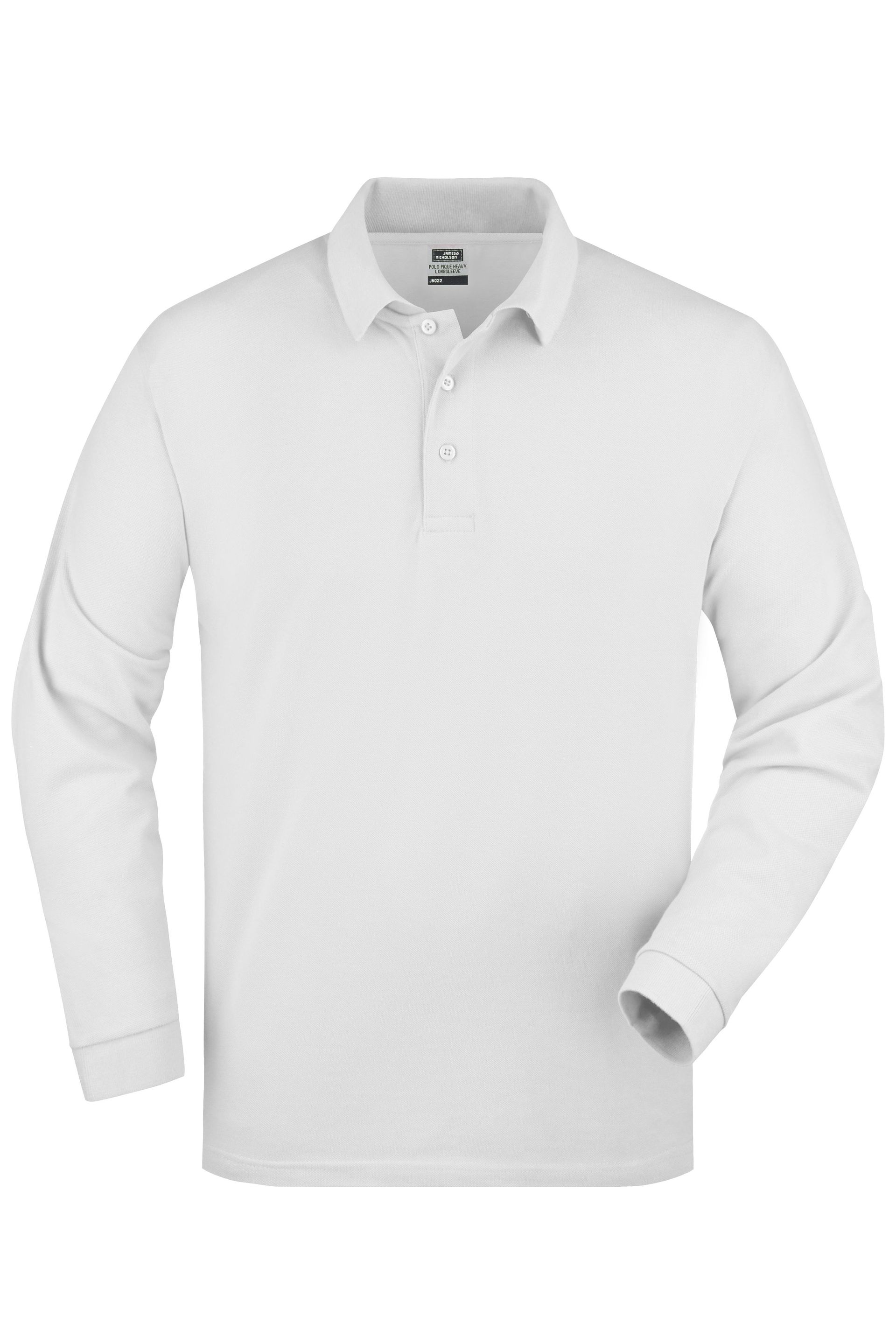 James & Nicholson JN022 Herren-Polo-Shirt Langarm, Weiß, Gr. XL