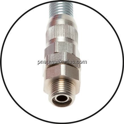 PUR-Spiralschlauch G 1/4"-6 x 4 mm, 3,0 mtr. Arbeitslänge