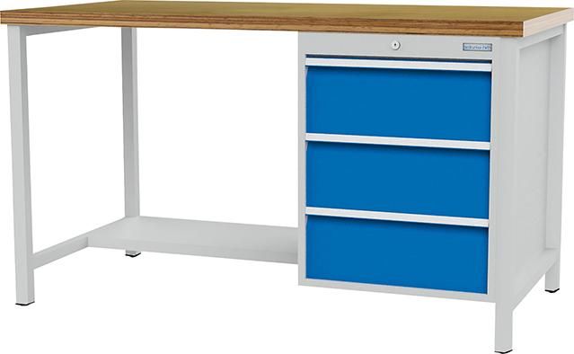 Kastenwerkbank buche MP 3 Schubladen 1Boden halb Traglast 1000kg B1500xT750xH859mm