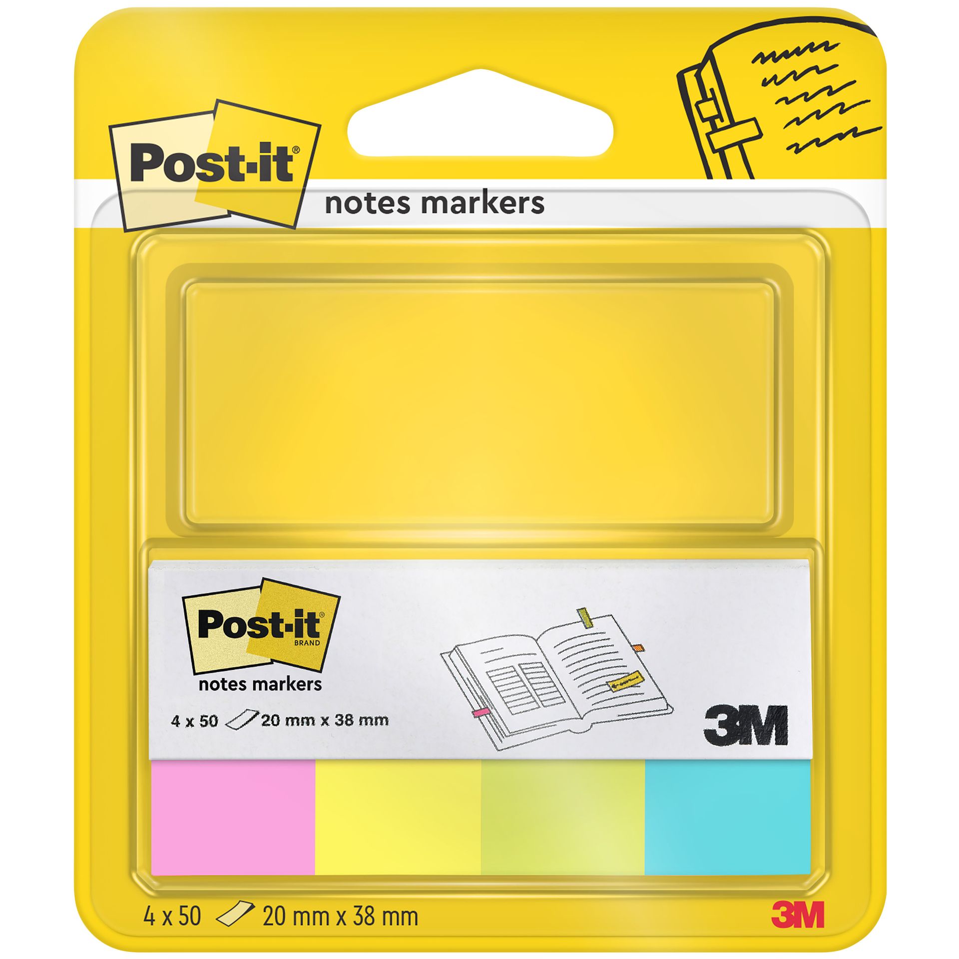 Haftstreifen Page Marker 20x38mm sort 4x50Bl