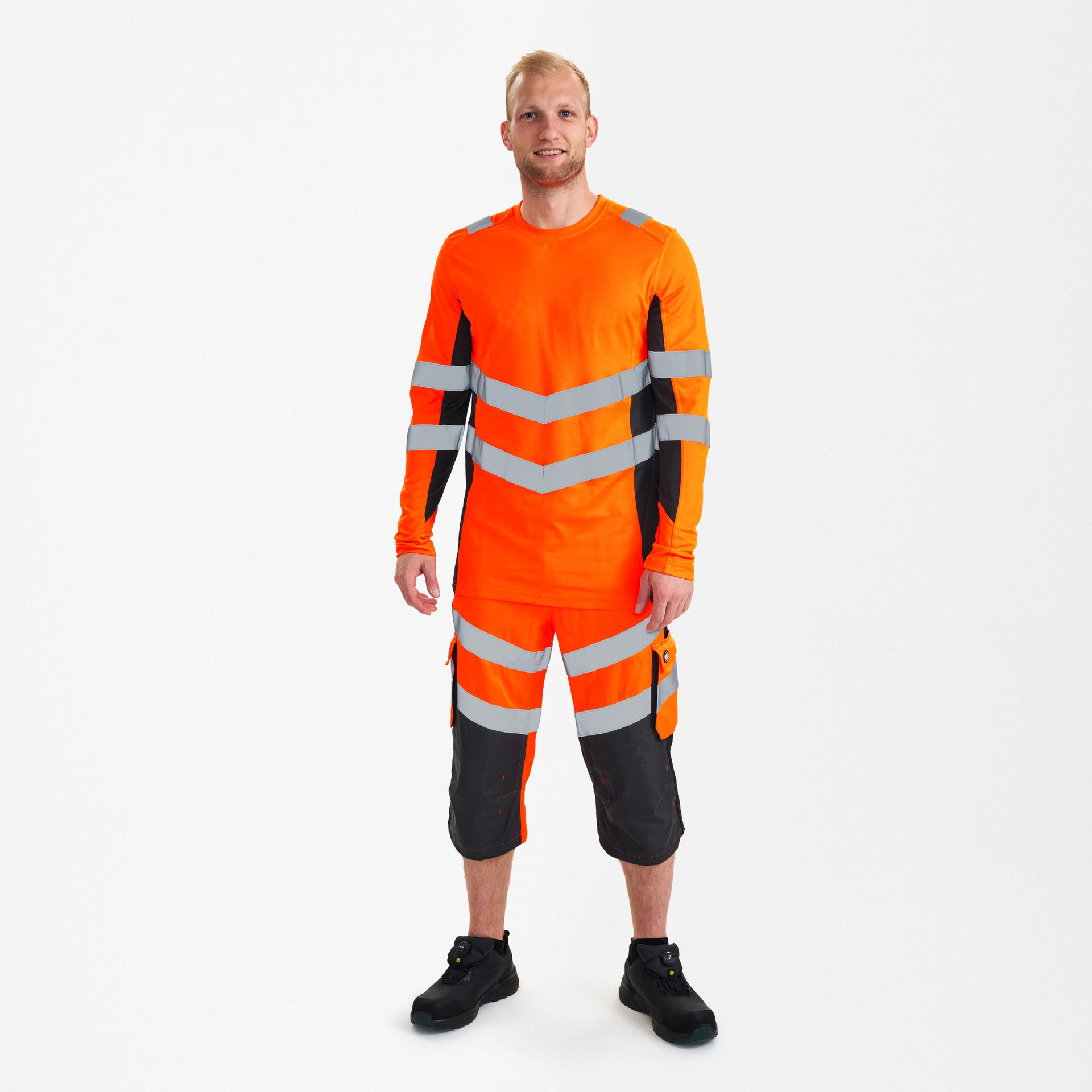 Safety Langarm-Shirt Orange/Anthrazit Grau, Gr. XS