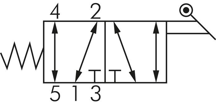 5/2-Wege Handhebelventil, Federrückstellung, G 1/8"