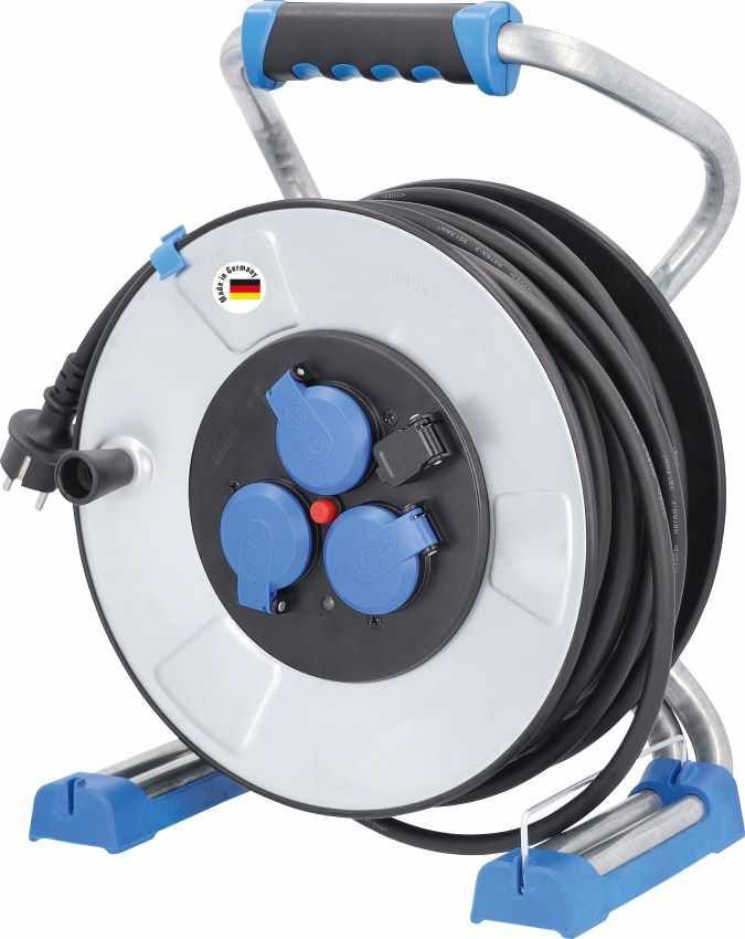 IronCoat Xperts Metalltrommel285mmØ25mH07RN-F3G2,5 schwere Gummileitung, 3 Dosen 230V/16A, IP44